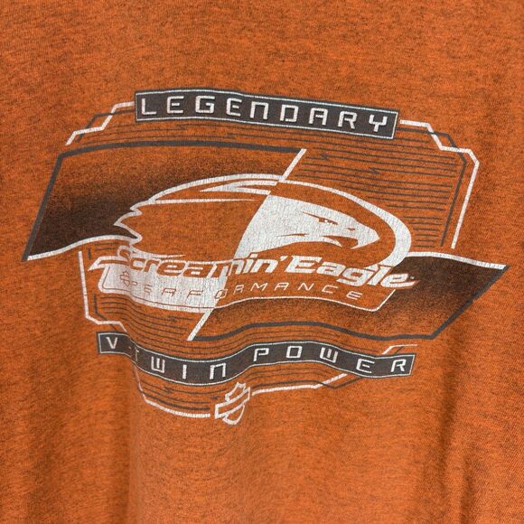 Harley Davidson Screaming Eagle Graphic T Shirt, Large, Orange, Motorcycle Biker - Picture 2 of 7
